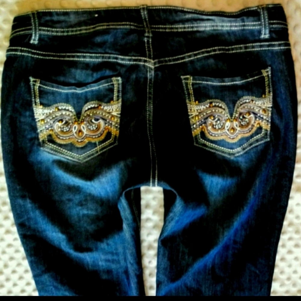 Elite Jeans Rhinestone Embellished Capri Size 13/14 NWOT - Picture 10 of 11